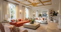 Elegant living room with bright natural light, balanced Feng Shui layout, and harmonious Qi energy flow